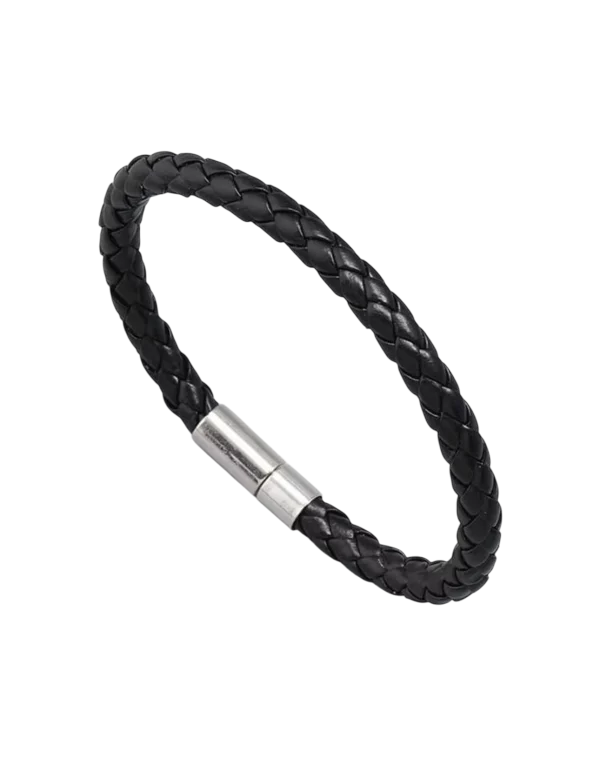 Bracelet Tressé en Cuir pour Homme Noir