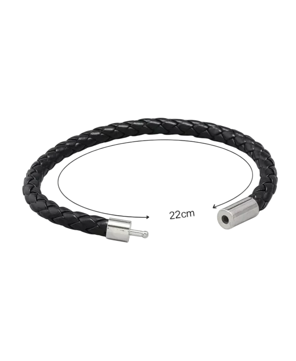 Bracelet Tressé en Cuir pour Homme Noir – Image 2