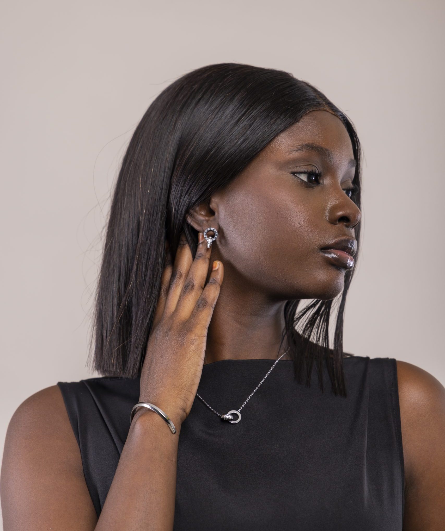 Ensemble Collier et boucles d'oreilles Argenté chiffres romains