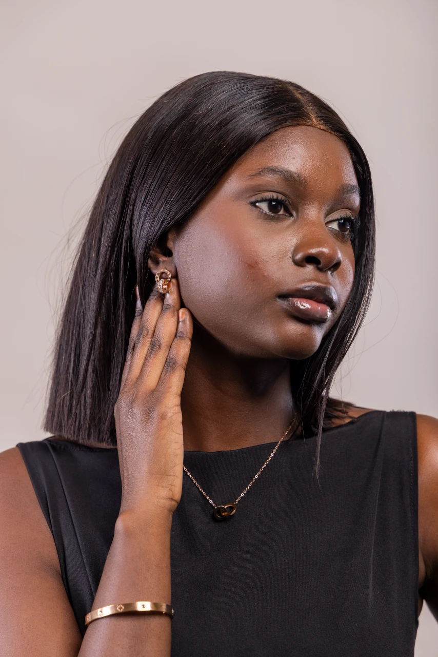 Ensemble Collier et boucles d'oreilles Rose Gold (Doré Rose)