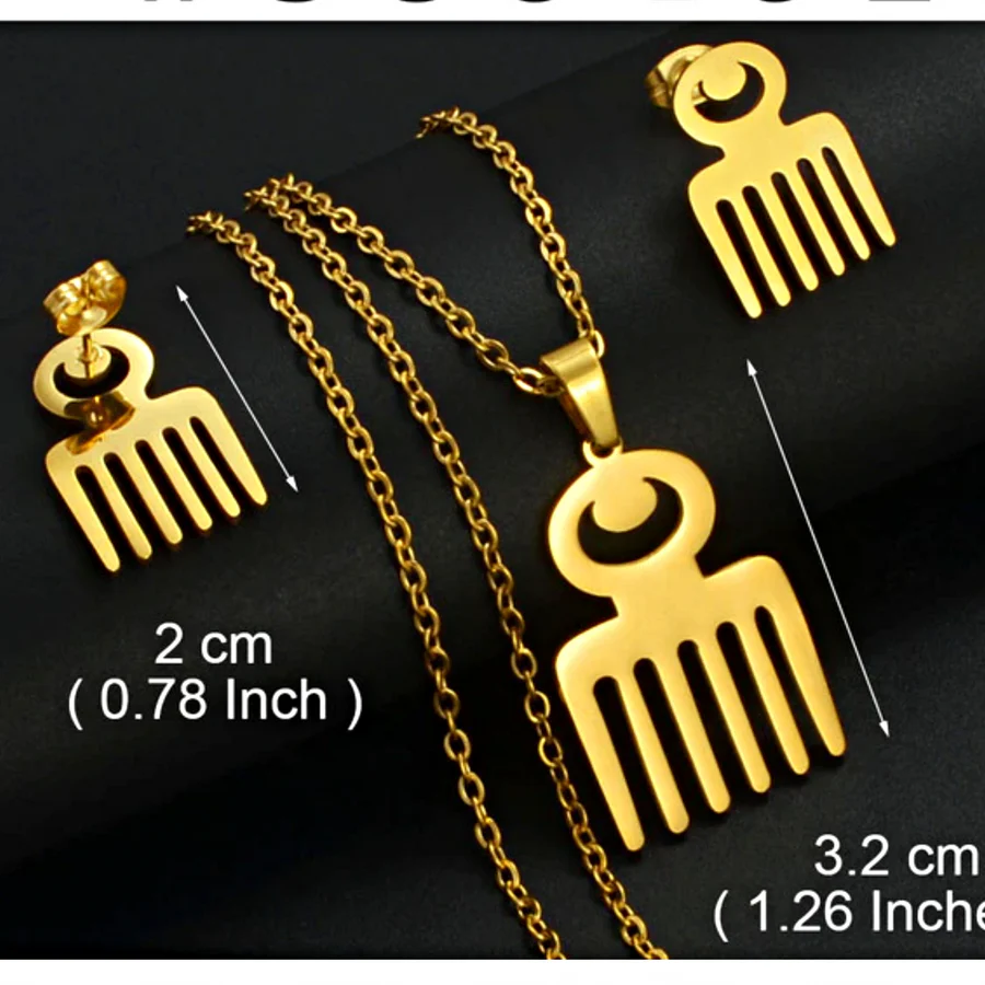 Ensemble Collier et boucles d'oreilles Symbole Africain Duafe – Image 2